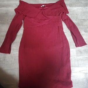 Burgundy long sleeve dress